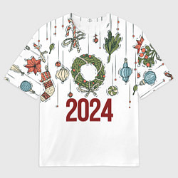 Мужская футболка оверсайз Новогодние украшения