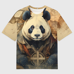 Мужская футболка оверсайз Панда арт-портрет