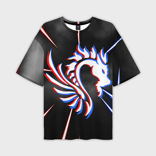 Мужская футболка оверсайз Трехцветный неоновый дракон / 3D-принт – фото 1
