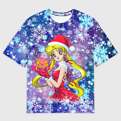 Мужская футболка оверсайз Новогодняя Сейлор Мун / 3D-принт – фото 1