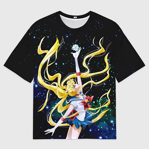 Мужская футболка оверсайз Сейлор Мун - космос / 3D-принт – фото 1