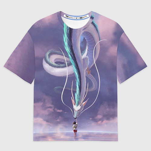 Мужская футболка оверсайз Унесенные призраками- дракон и девочка / 3D-принт – фото 1