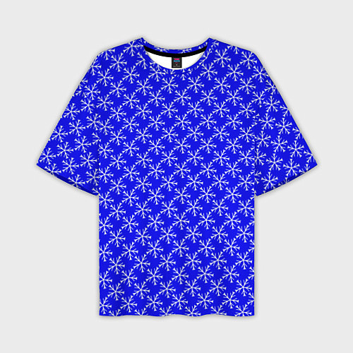Мужская футболка оверсайз Паттерн снежинки синий / 3D-принт – фото 1