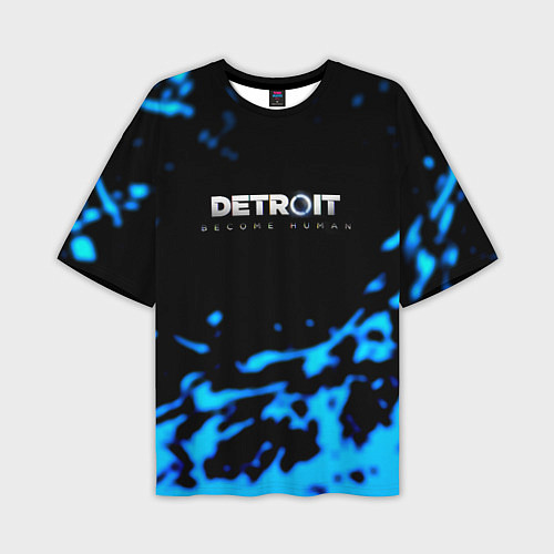 Мужская футболка оверсайз Detroit become human голубая кровь / 3D-принт – фото 1