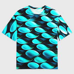 Мужская футболка оверсайз Голубые чешуйки
