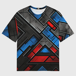 Мужская футболка оверсайз Темная абстракция из геометрических фигур