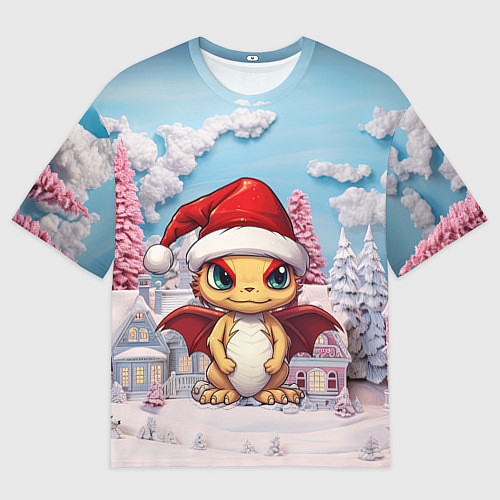 Мужская футболка оверсайз Новый год 2024 символ года дракон / 3D-принт – фото 1