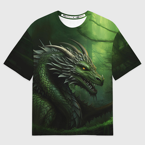 Мужская футболка оверсайз Зеленый дракон символ 2024 / 3D-принт – фото 1