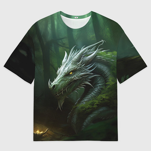 Мужская футболка оверсайз Зеленый дракон 2024 года / 3D-принт – фото 1