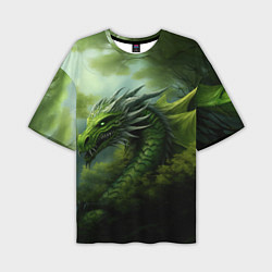 Мужская футболка оверсайз Зеленый фэнтази дракон 2024