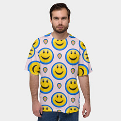 Футболка оверсайз мужская Смайлик и капля, цвет: 3D-принт — фото 2