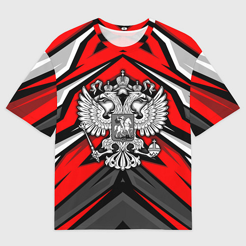 Мужская футболка оверсайз Россия - красная геометрия / 3D-принт – фото 1