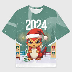 Мужская футболка оверсайз Хмурый дракон 2024