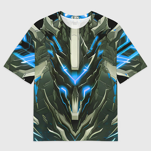 Мужская футболка оверсайз Синяя кибер броня / 3D-принт – фото 1