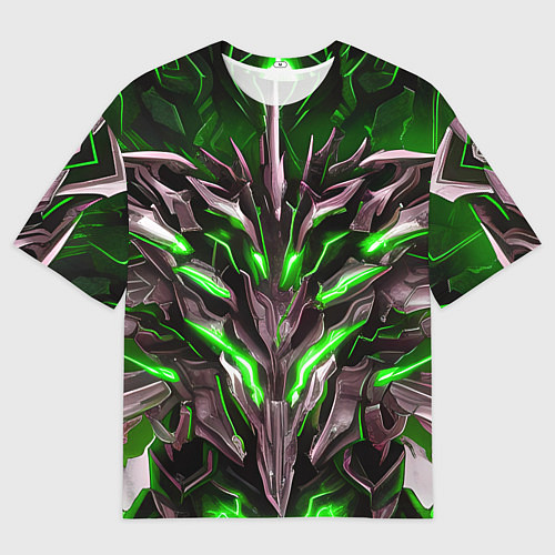Мужская футболка оверсайз Зелёная кибер броня / 3D-принт – фото 1