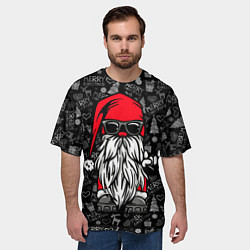 Футболка оверсайз мужская Санта Клаус гном, цвет: 3D-принт — фото 2