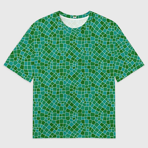 Мужская футболка оверсайз Зелёный мозаичный паттерн / 3D-принт – фото 1