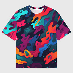Мужская футболка оверсайз Яркая абстракция в виде камуфляжа