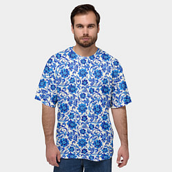 Футболка оверсайз мужская Гжель классика, цвет: 3D-принт — фото 2