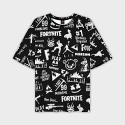 Футболка оверсайз мужская Fortnite alllogo black, цвет: 3D-принт