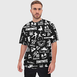 Футболка оверсайз мужская Fortnite alllogo black, цвет: 3D-принт — фото 2