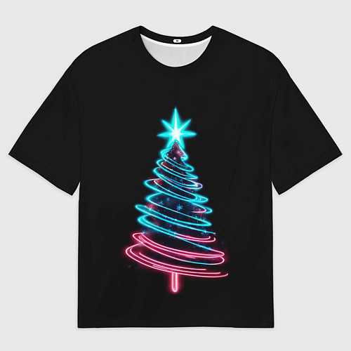 Мужская футболка оверсайз Неоновая ёлка / 3D-принт – фото 1