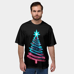 Футболка оверсайз мужская Неоновая ёлка, цвет: 3D-принт — фото 2