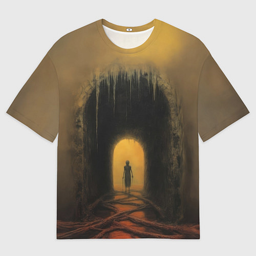 Мужская футболка оверсайз Мрачный проход / 3D-принт – фото 1