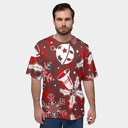 Футболка оверсайз мужская Рождественские узоры паттерны, цвет: 3D-принт — фото 2
