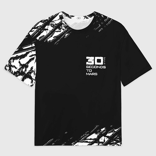 Мужская футболка оверсайз Thirty seconds to mars штрихи бенд / 3D-принт – фото 1
