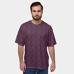 Футболка оверсайз мужская Бордовый геометричные линии, цвет: 3D-принт — фото 2
