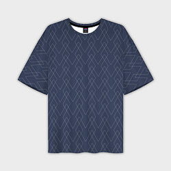 Мужская футболка оверсайз Серо-синий геометричные линии