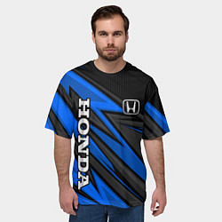 Футболка оверсайз мужская Honda motors - синяя спортивная абстракция, цвет: 3D-принт — фото 2