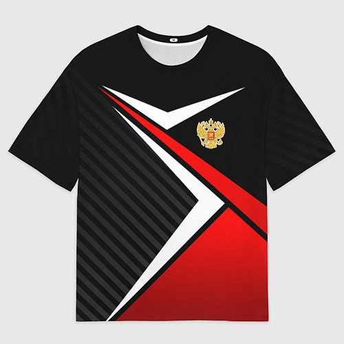 Мужская футболка оверсайз Russia - black and red / 3D-принт – фото 1