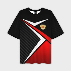 Мужская футболка оверсайз Russia - black and red