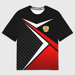 Футболка оверсайз мужская Russia - black and red, цвет: 3D-принт