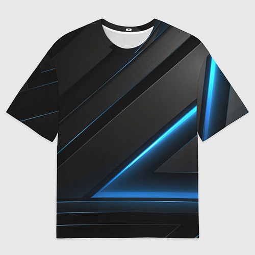 Мужская футболка оверсайз Blue black neon / 3D-принт – фото 1