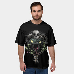 Футболка оверсайз мужская Змея череп цветы, цвет: 3D-принт — фото 2