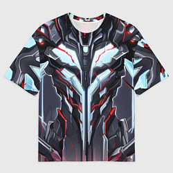 Мужская футболка оверсайз Красный кибер доспех