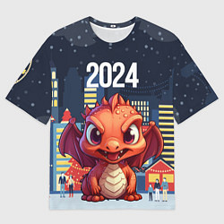 Футболка оверсайз мужская Рыжий дракон 2024, цвет: 3D-принт