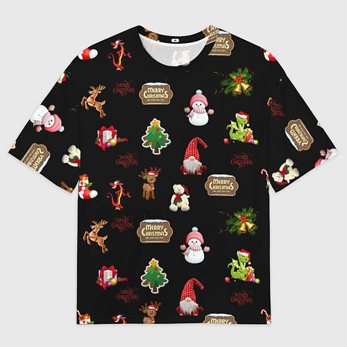 Мужская футболка оверсайз Много новогодних игрушек / 3D-принт – фото 1