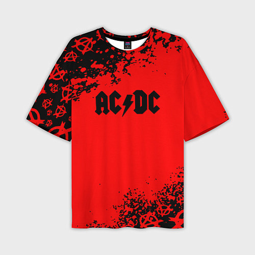 Мужская футболка оверсайз AC DC skull rock краски / 3D-принт – фото 1