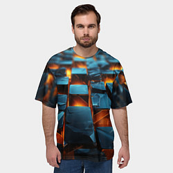 Футболка оверсайз мужская Темные плитки в лаве, цвет: 3D-принт — фото 2