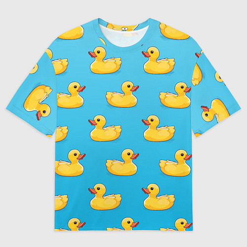 Мужская футболка оверсайз Желтые резиновые уточки для ванны / 3D-принт – фото 1