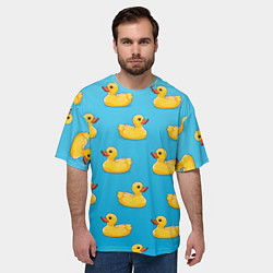 Футболка оверсайз мужская Желтые резиновые уточки для ванны, цвет: 3D-принт — фото 2