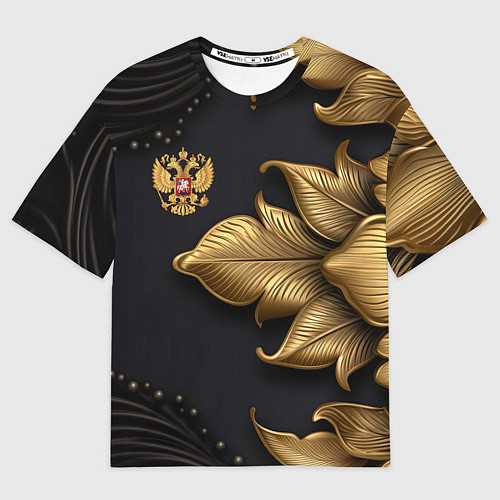 Мужская футболка оверсайз Золотой герб России / 3D-принт – фото 1