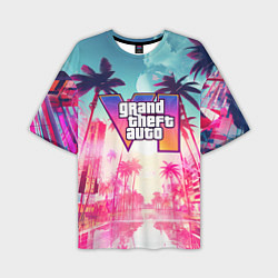 Мужская футболка оверсайз Gta 6 logo vice city style