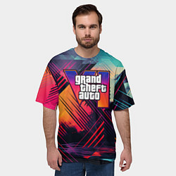 Футболка оверсайз мужская GTA 6 abstract logo, цвет: 3D-принт — фото 2