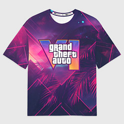 Мужская футболка оверсайз GTA 6 summer logo
