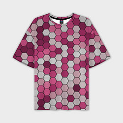 Футболка оверсайз мужская Камуфляж гексагон розовый, цвет: 3D-принт